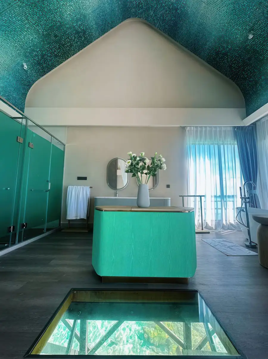 Glass floor vanity